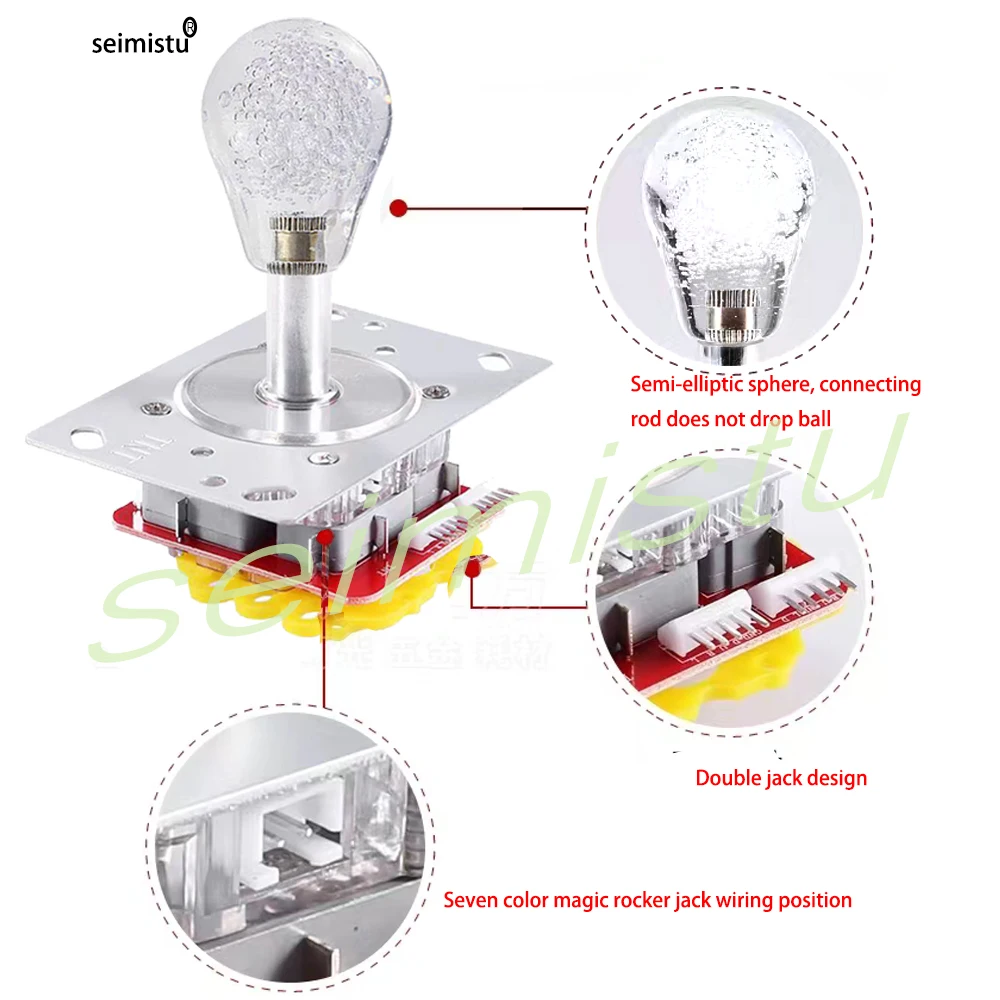 2Pcs 12V LED 다채로운 깜박이 조명 조이스틱 5pin 듀얼 플러그 아케이드 조이스틱, 낚시 게임 장난감 크레인 클로 게임 기계