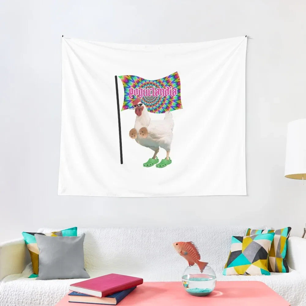 

Poguelandia chicken with flag Tapestry Room Decor Decoration Room Tapestry