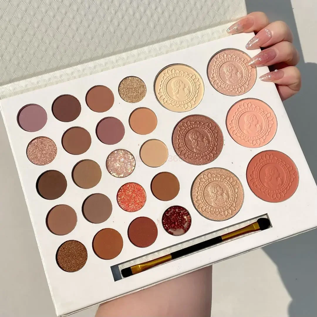 26 Colors Eyeshadow Palette Pearly Matte Earth Color Eyeshadow Portable Long Lasting Highlight Blush Palette Eye Shadow Makeup