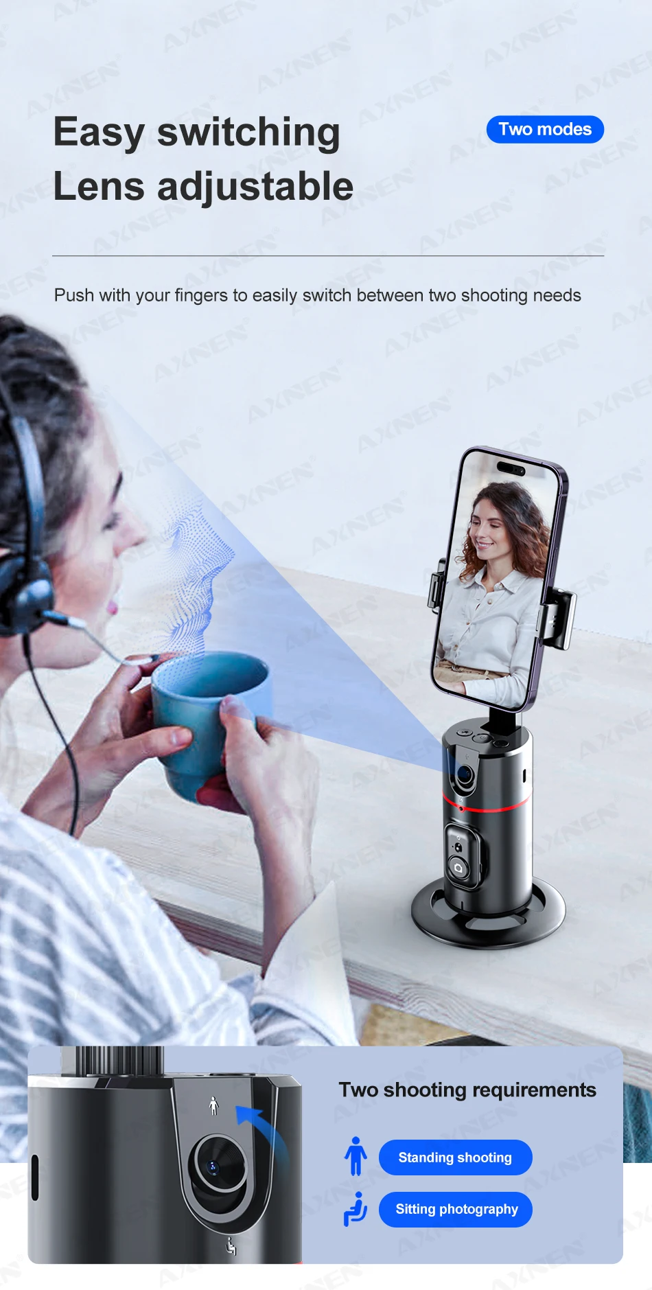Axnen p02 360 graden smartphone gimbal met afstandsbediening_voghion.com