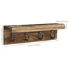 Rustic Wood Key Holder For Wall Farmhouse Wall Shelf Wall Mounted Home Decor Wall Floating Shelf with 4 Hooks 6