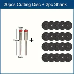 Precision Metal Cutting Abrasive Disc with Mandrels - Rotary Tool Saw Blade Accessory (20pcs  2pc Shank)