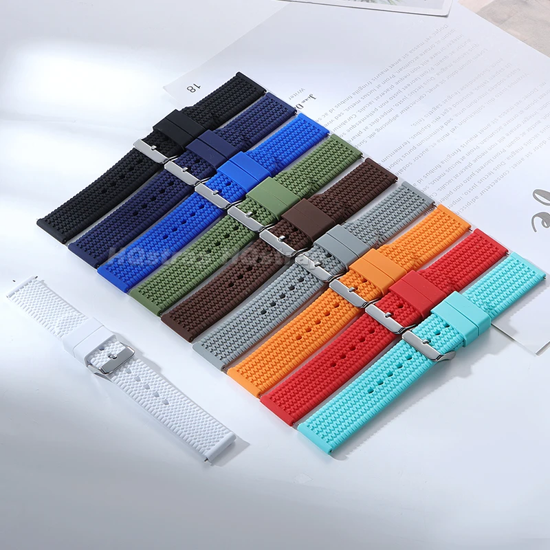 Breathable Waterproof Silicone Watch Band - Durable Perforated Rubber Strap Replacement Bracelet
