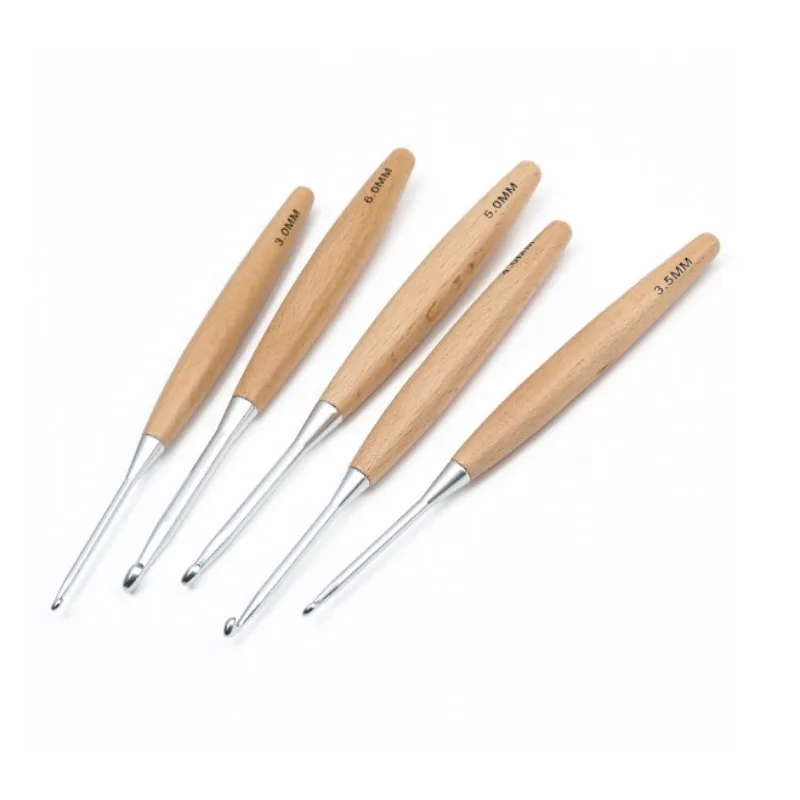 Handmade DIY Crochet For Knitting And Accessories Tool Single Head Wool Crocheting Wooden Handle Crochet Hook For Needlework