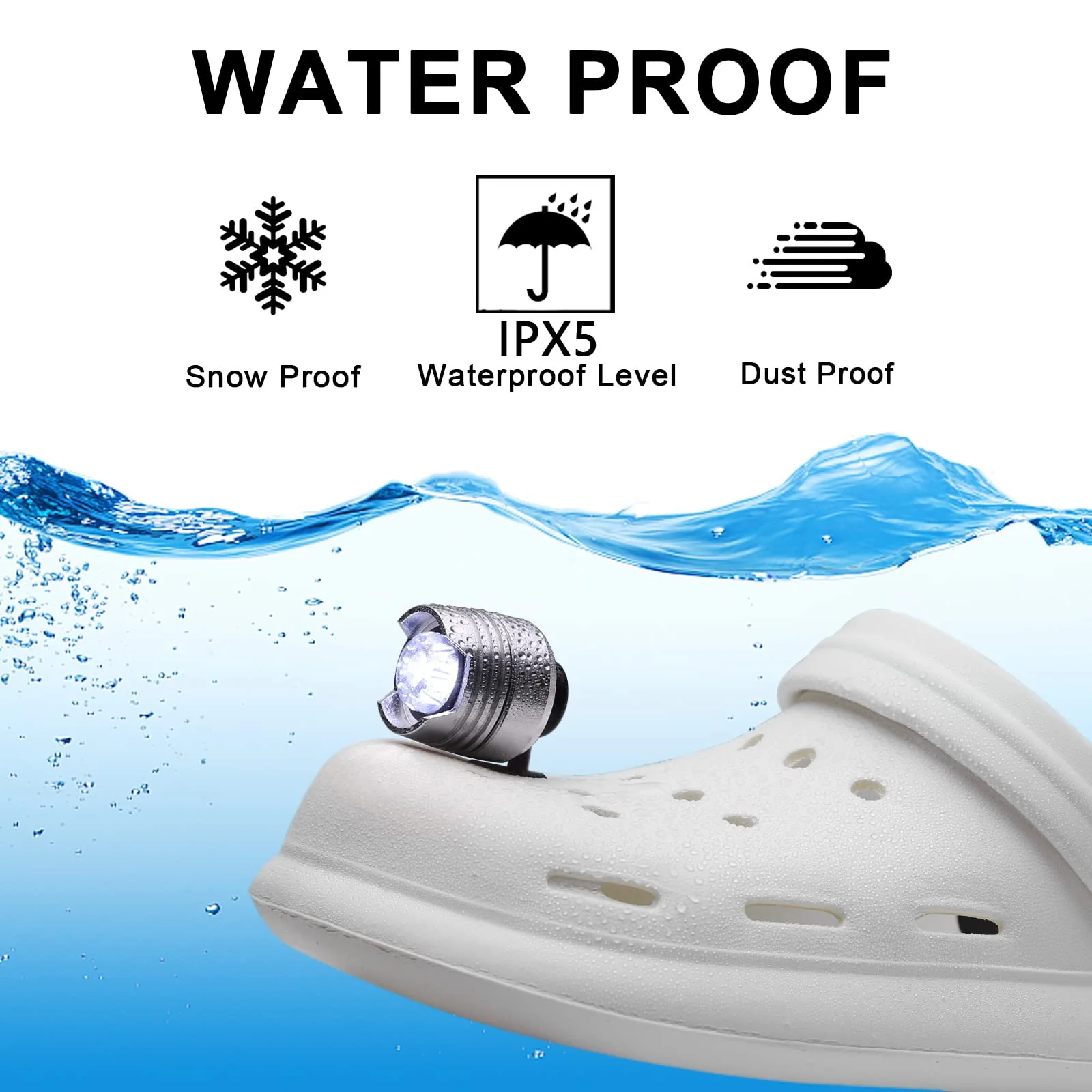 NEW LED Headlight Shoes Lights For Adults Crocs Battery Lamp IPX5  Waterproof for Walking Outdoor Camping Lasting Glow Funny Shoe