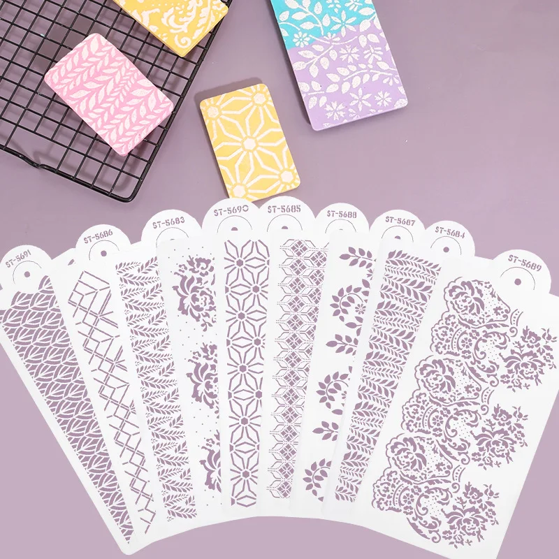 

DIY Cake Stencil Decorating Tools Side Decorating Printing Mat Flower Molding Baking Tools for Wedding Birthday Cake Decorations