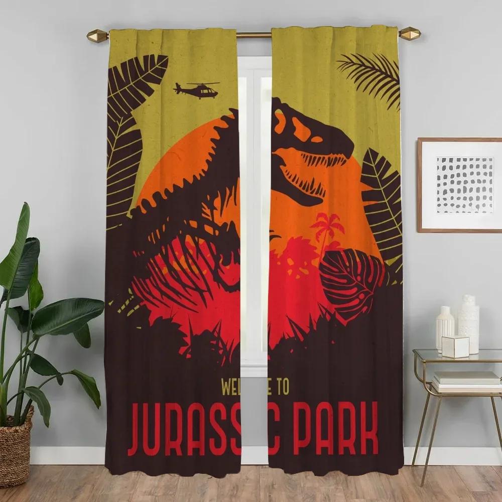 Jurassics Parks Tulle for Bedroom Home Interior Curtains for Living Room Partition Blackout Curtain Halloween Decoration Shades 3