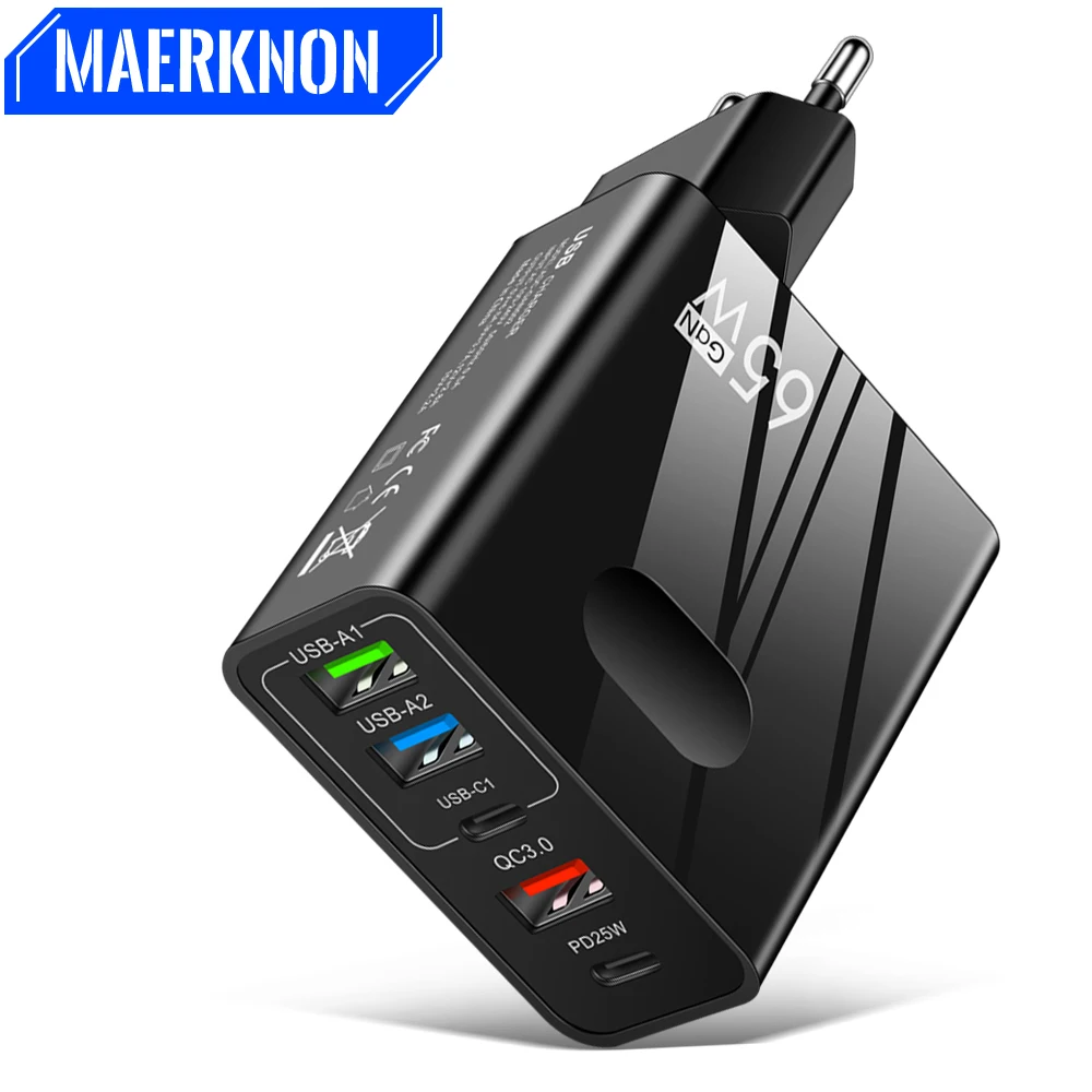 

65W GaN PD Fast Charging USB Type C Quick Charger 4.0 Adapter For iPhone 14 Pro Xiaomi Samgsung Oneplus Portable Phone Charger