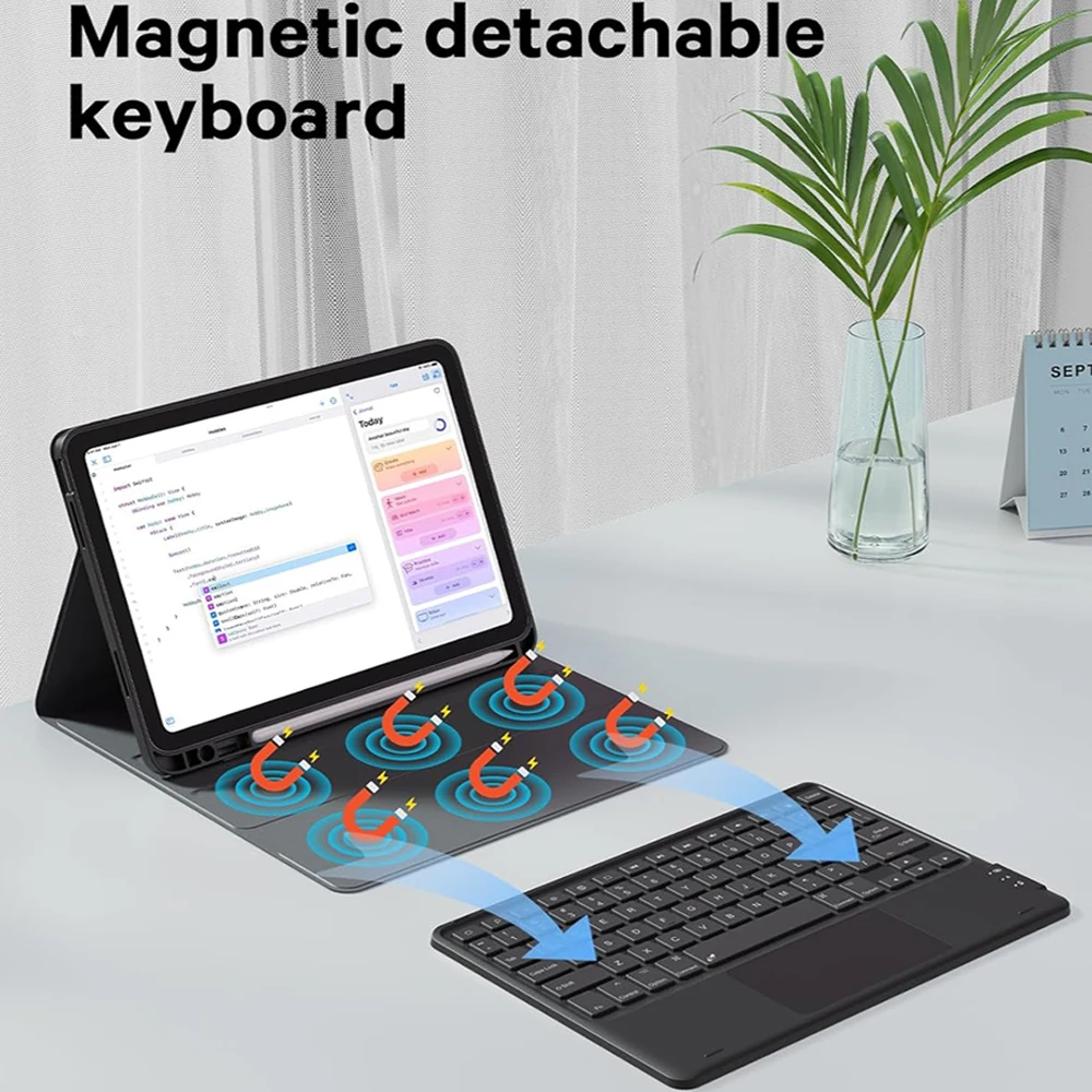 Enhanced Keyboard Case with Detachable Bluetooth and Pencil Holder