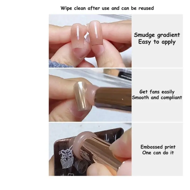 Nail Art Silikon kopf Nagel bürste Make-up Applikator klebt wieder verwendbaren Chrom Glitter Anwendung Easy-Daub Pigment Maniküre Werkzeuge – Detail 10