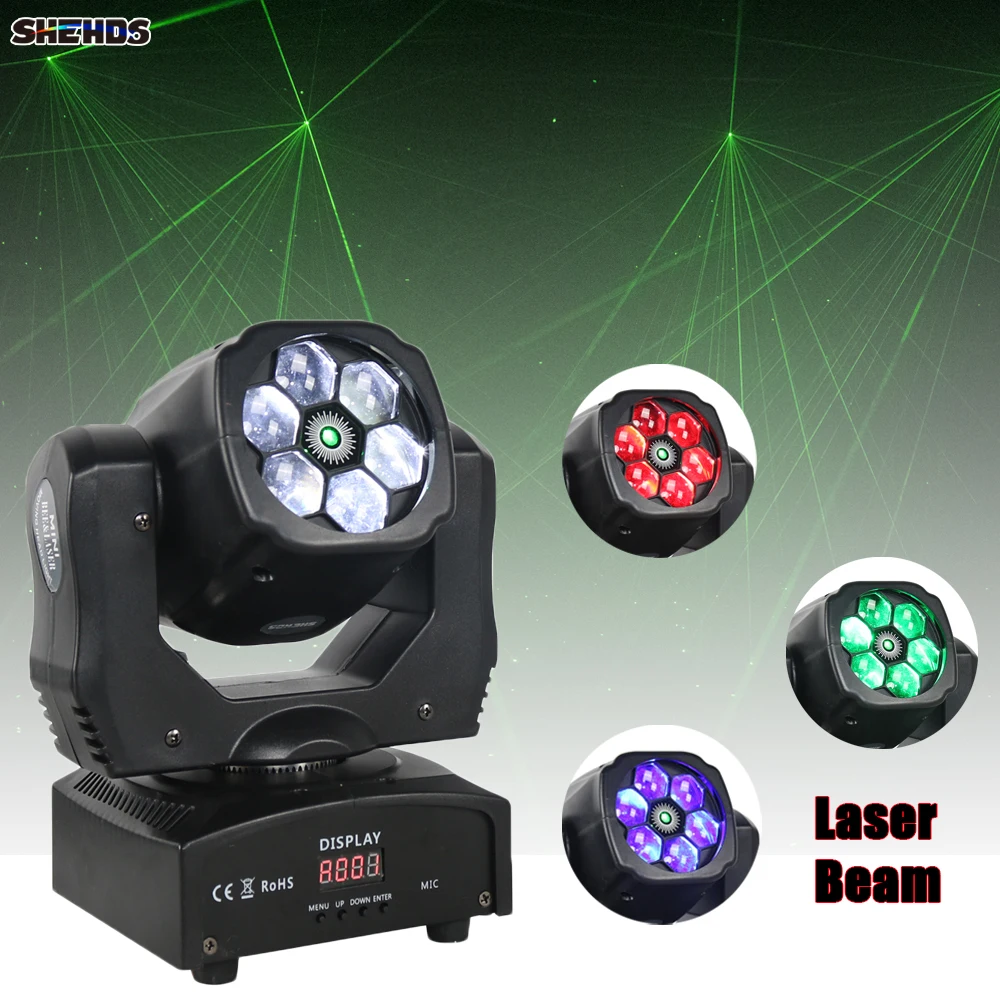 SHEHDS LED Beam + Wash 6x15W RGBW Bees Eyes Light for DJ Club Patry KTV Concert Multiple DMX Modes Lighting Equipment led light led stage light mini led stage light