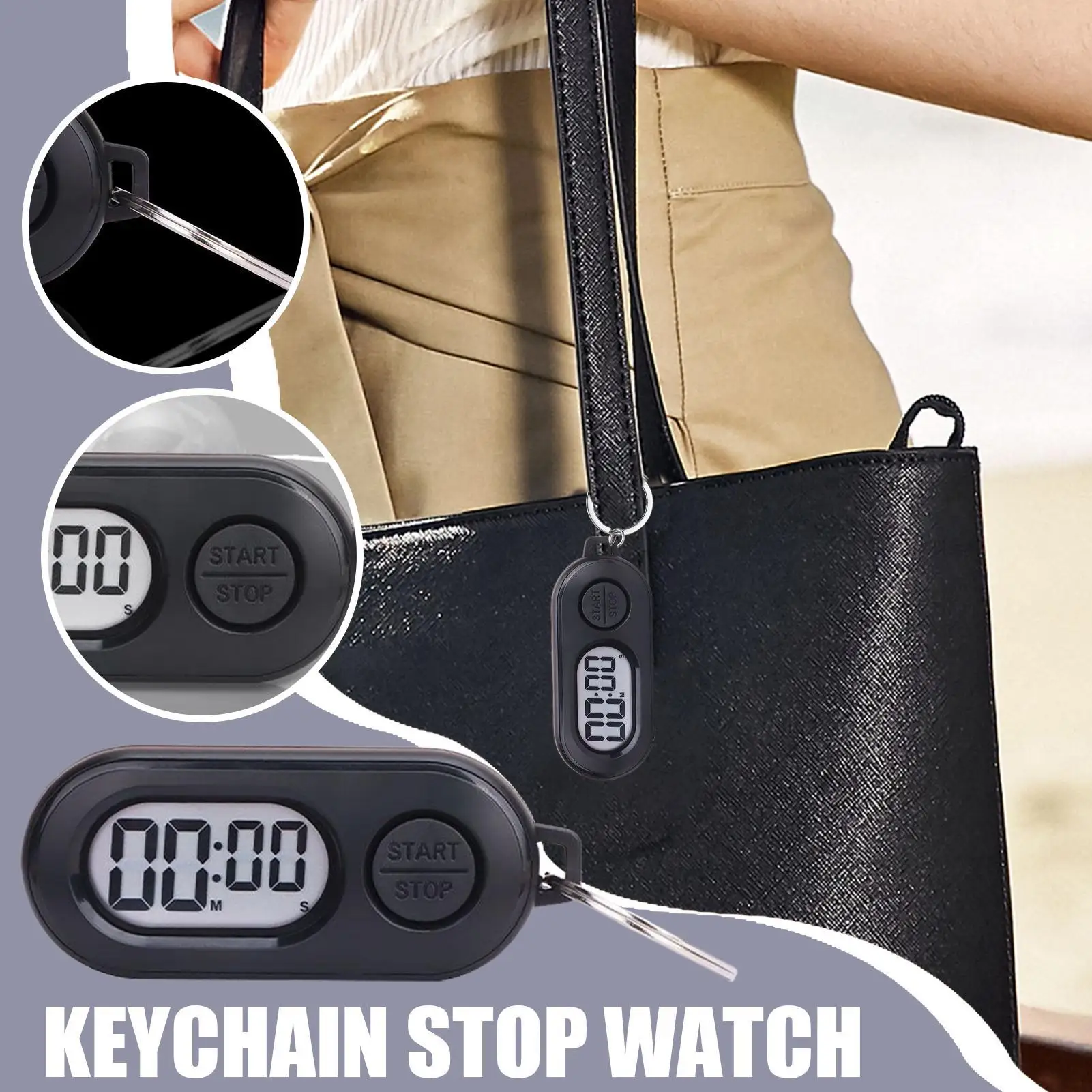 2025 NEW Stop Timer Keychain Sports Small Stop Timer Keychain Portable LCD Screen Digital Clock Lightweight Countdown Pendants