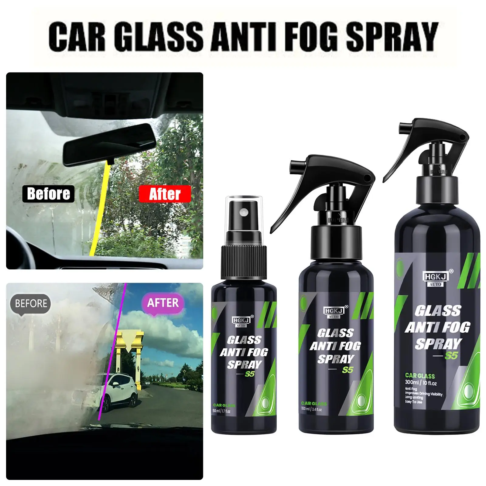 S5 szkło samochodowe Anti Fog Spray długotrwała powłoka samochodu Anti Fogging Agent 300ml ochrona przeciwmgielna dla lusterek samochodowych samochód