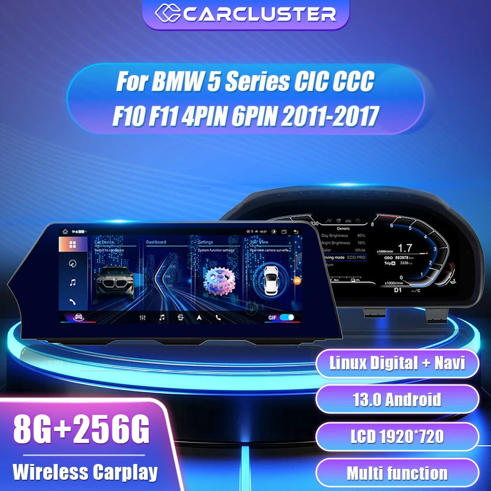 LCD Digital Dashboard Cluster Panel Cockpit Voor For BMW 5 Series (CIC NBT) F10 F11 4,6PIN 2011-17 RHD Radio Android 13.0 Player