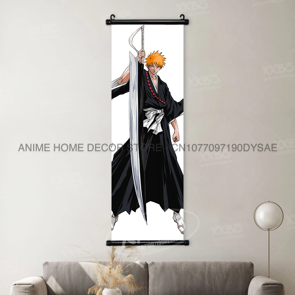 Bleach Anime Art Scroll: Ichigo & Orihime Decorative Wall Hanging