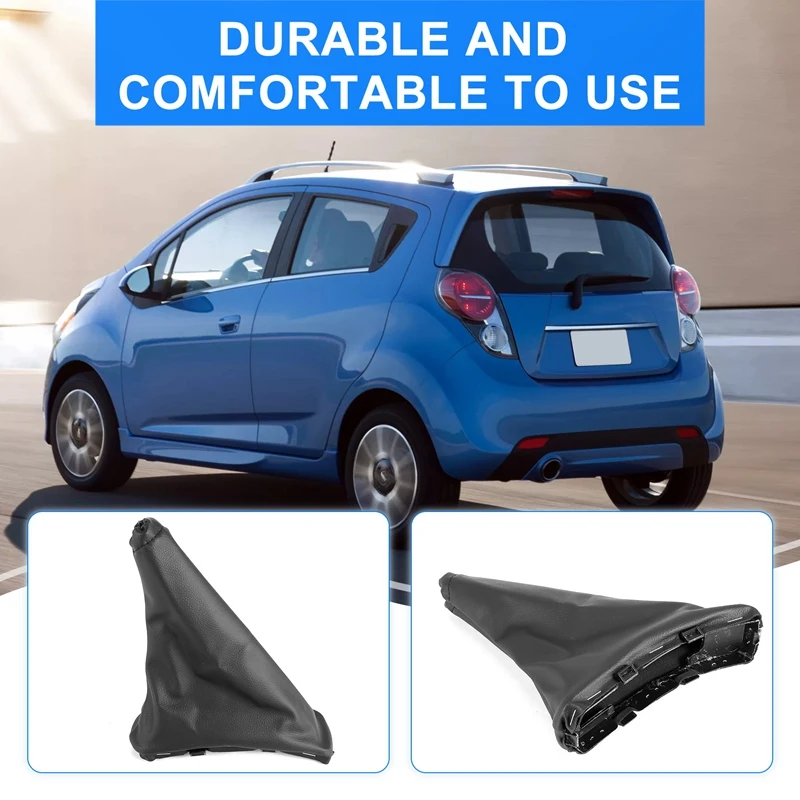 Handbrake Gaiter Cover Hand Brake Boot Black PU Leather For Chevrolet Spark 2011- hand brake cover