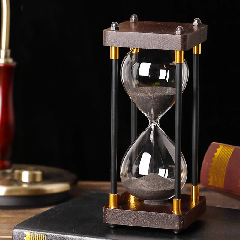 30 Mins Vintage Hourglasses Creative Study Wooden Four-pillar 30 Minutes Colorful Sand Hourglass Timer Gift Desktop Ornaments