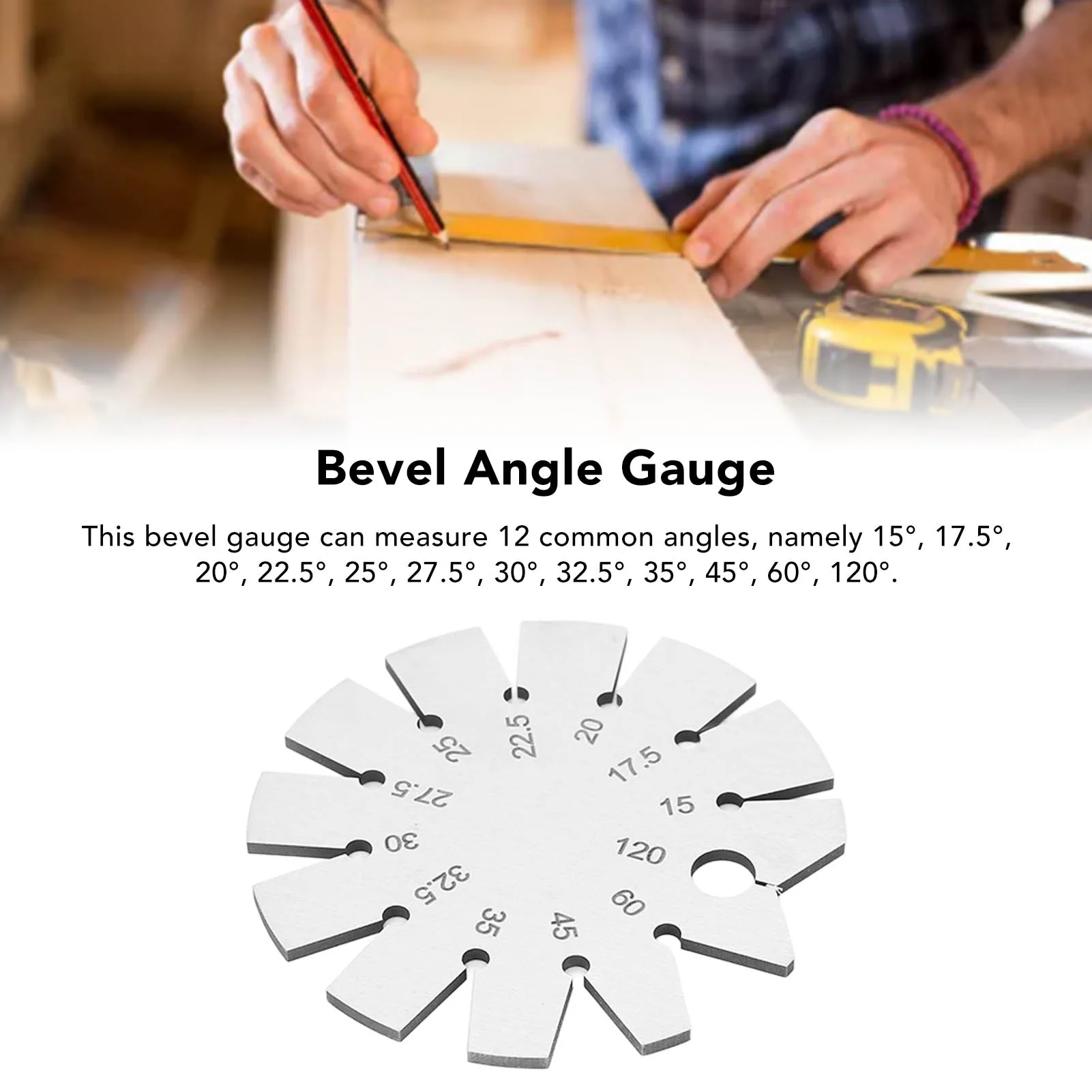 Bevel Angle Gauge Stainless Steel Oblique Edges Protractor Knife Blade Measuring 15‑120 Degree
