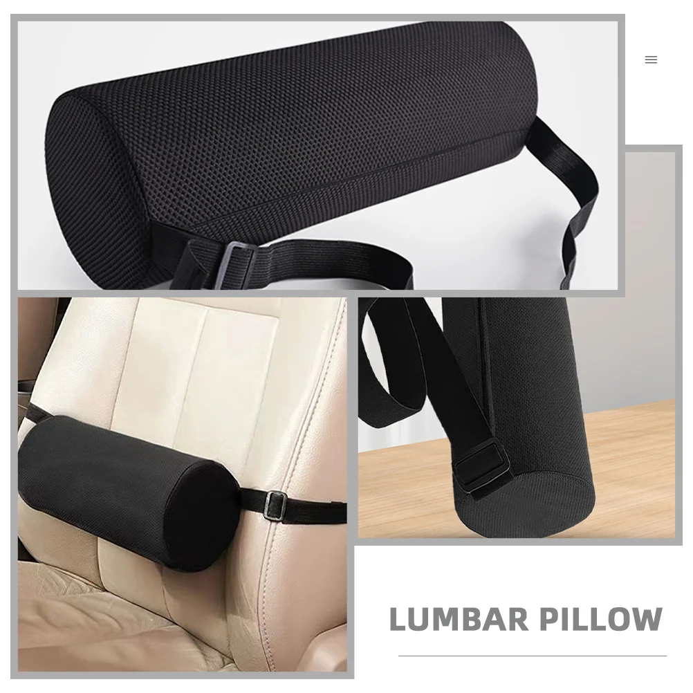 Cylinder Pillows for Couch Lumbar Chair Support Adjustable Airplane Sleeping Black Foam 4