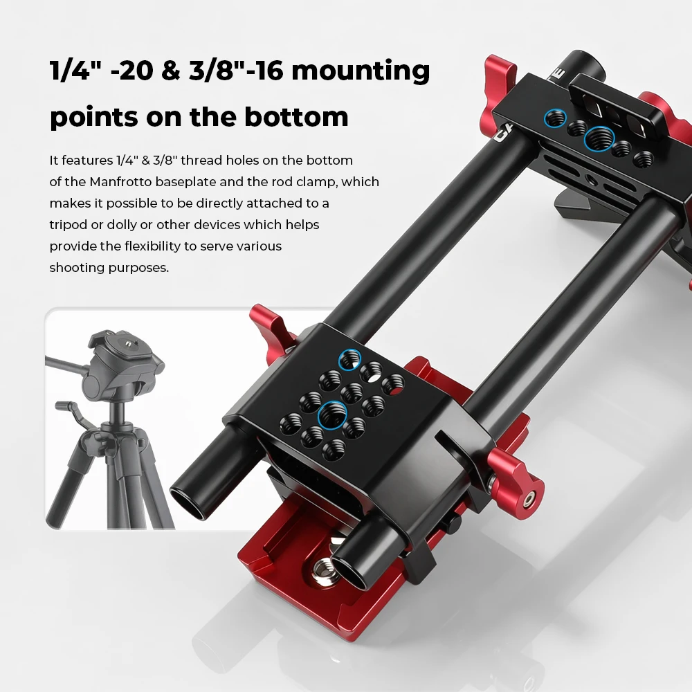HDRiG Manfrotto 스타일 퀵릴리즈 베이스 플레이트 키트, Manfrotto 577, 501, 504/701 삼각대 사진용, 15mm 듀얼 로드 시스템