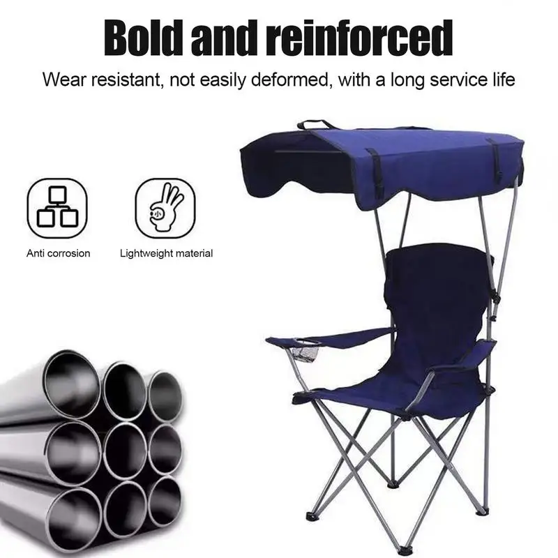Folding Camping Chair Beach Chair Folding Camping Leisure with Canopy Shade for Outdoor Fishing Festival Lawn Picnic