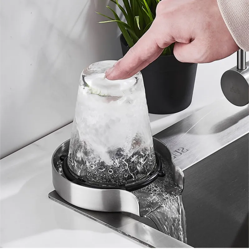 Kitchen Stainless Steel Glass Washer Wine Cup Tea Cup Milk Bottle Free  Cleaning Rinser Automatic Glass
