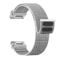 Ultralight Nylon Sports Watch Band - Quickfit Bracelet for Garmin Fenix and Epix Series (White Gray)