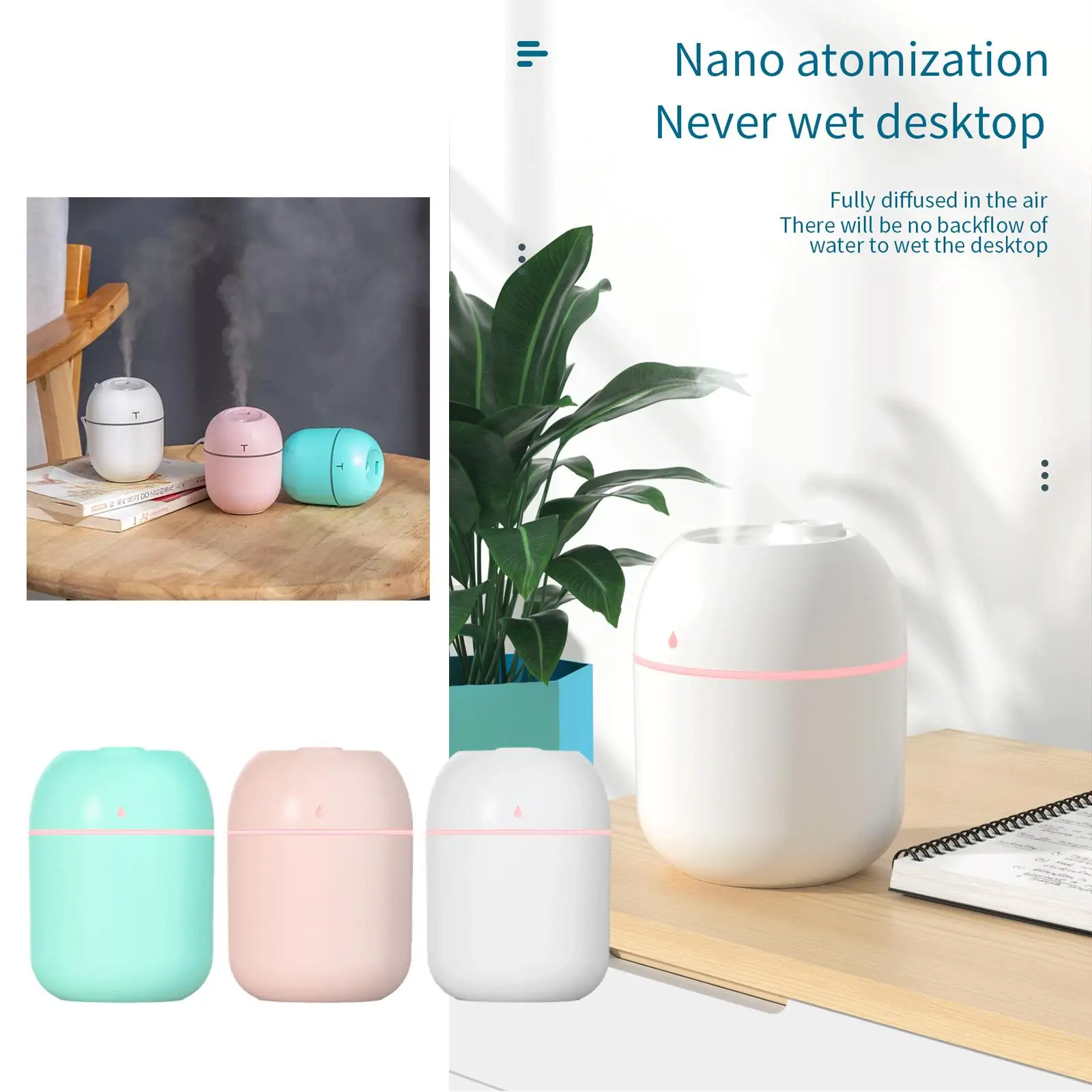 USB 아로마 디퓨저 가습기 분무기, 휴대용 가전 제품, 220ml 전기 가습기, 데스크탑 홈 향수