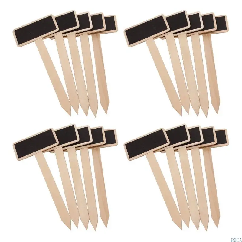 정원 목재 공장 레이블 용 R9UA 20PCS T 형 레이블 검은 보드 마커 식물 표지판