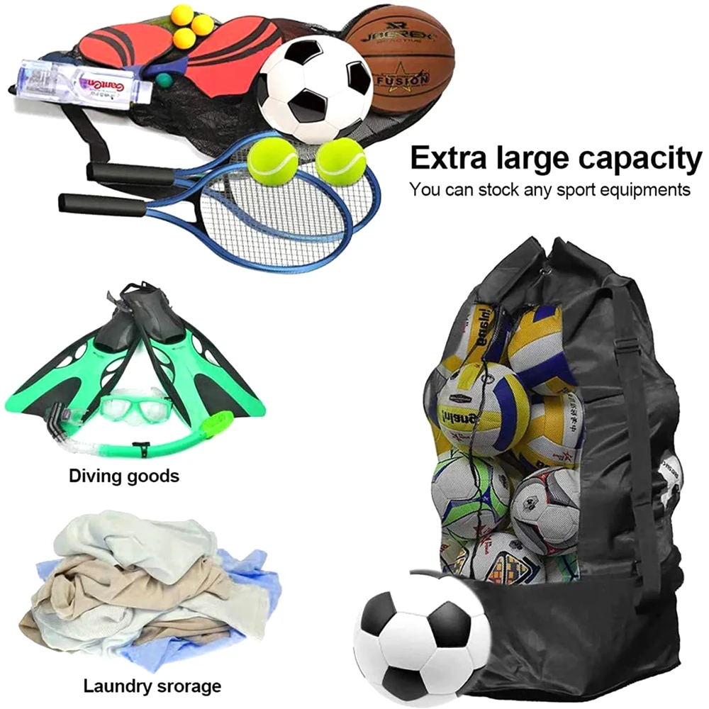 1PCS Sports Ball Bag Mesh,Adjustable Shoulder Strap,Team Work Ball Bags for Soccer, Football,Basketball,Volleyball,Swimming Gear