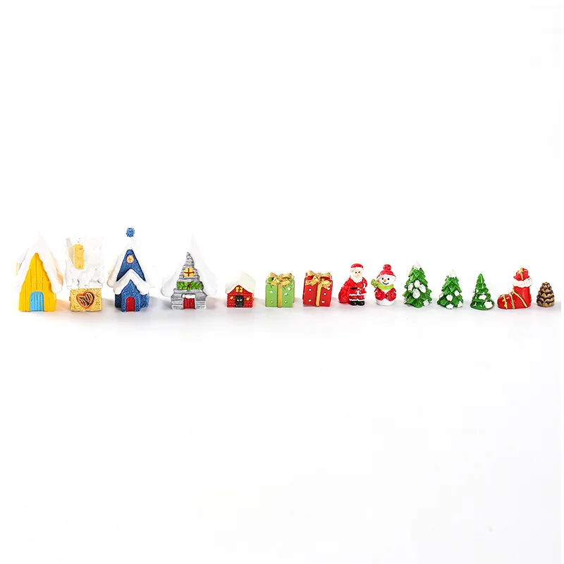 Christmas Santa Claus Micro Landscape Aquarium Decorations 9PCS Snow Fish Tank Garden Potted Plant Decoration Scene Gift