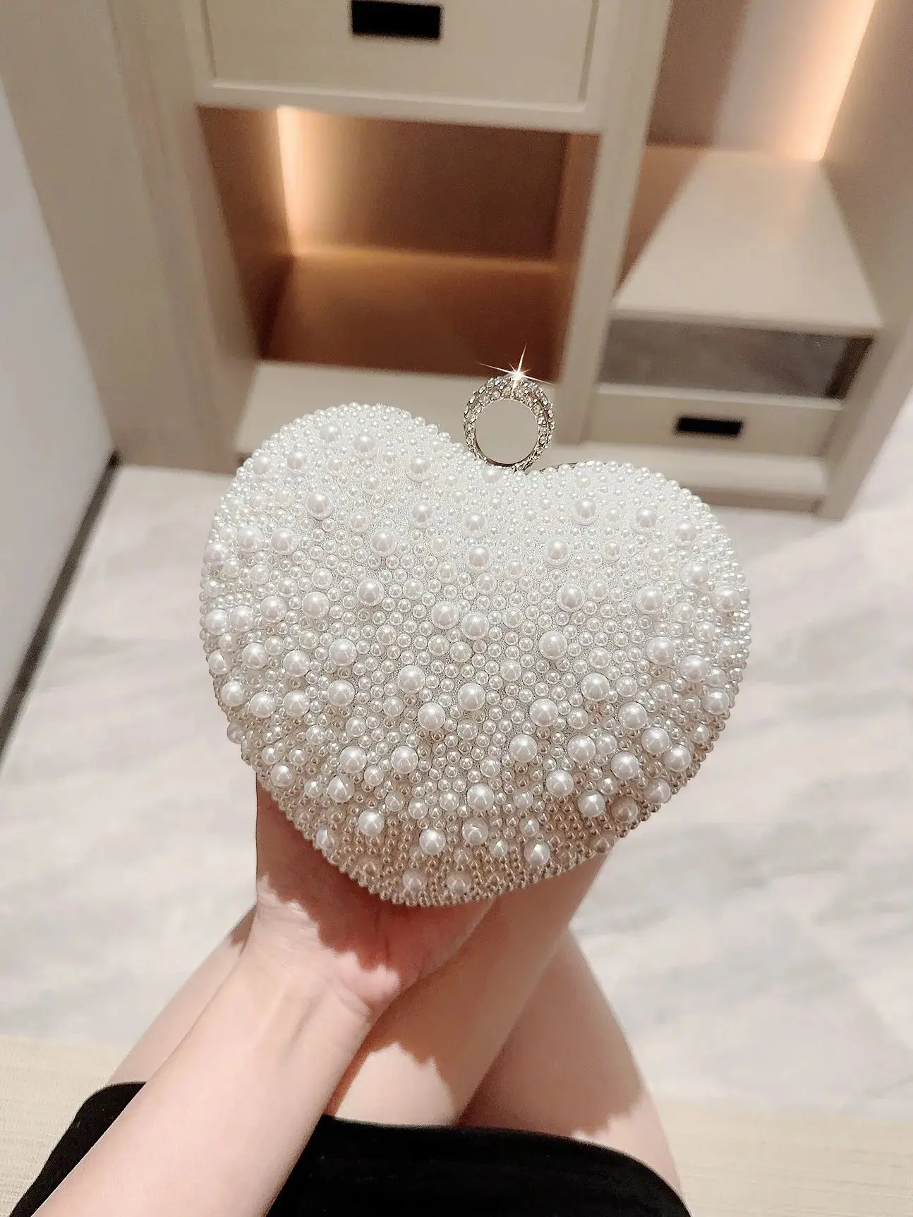 حقيبة يد مسائية جديدة بتصميم لؤلؤي، مثالية لحفلات...