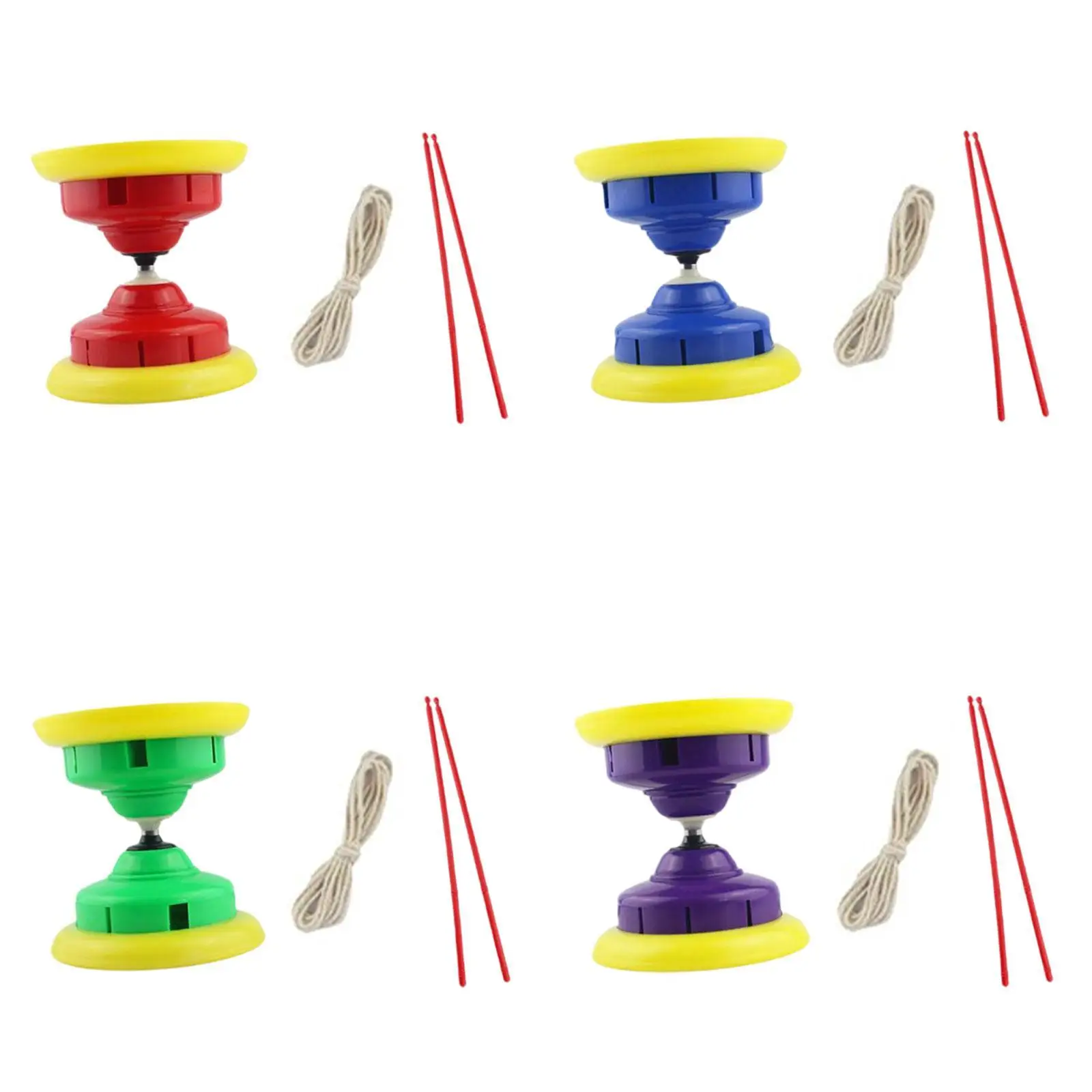 Triple Bearing Diabolo with Sticks Lightweight Flexible Fitness Interactive Chinese Juggling Toy for Lawn Stage Indoor Garden