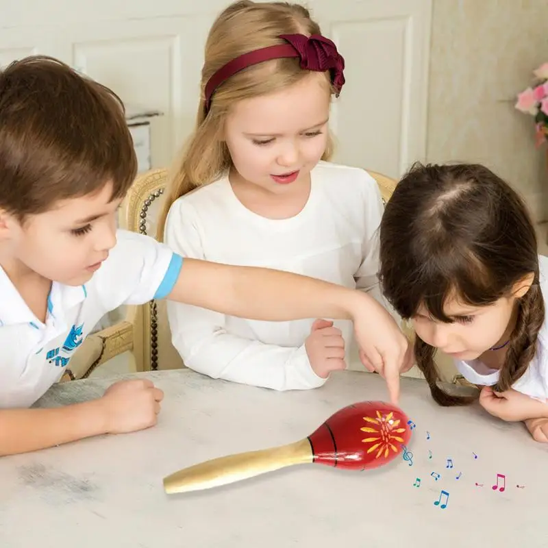 Maracas Hand Percussion Rattles Fun Shakers Tambourine 11x3 Inches Rattles Sand Balls Fun Learning Musical Toy Percussion