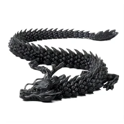 Artisan 3D Printed Movable Chinese Dragon Sculpture: A Unique Home Decor and Collectible Piece (Black)