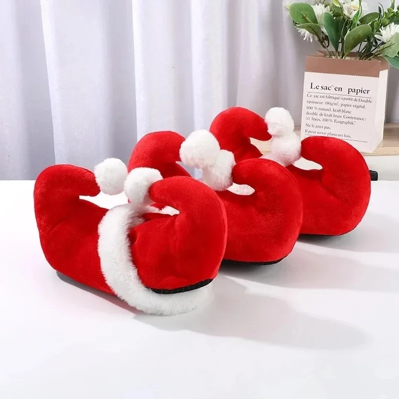 Red Cotton Christmas Slippers for Women Indoor Winter Comfort