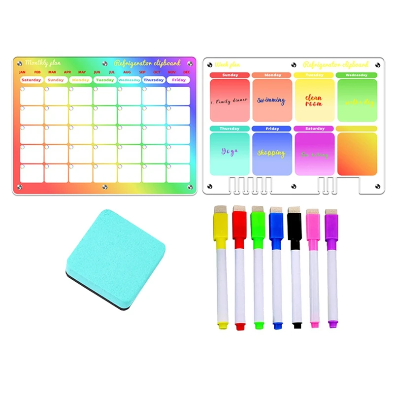 2-set-clear-reusable-planner-whiteboard-calendar-as-shown-16x12in-magnetic-calendar-for-fridge-monthly-weekly-calendar