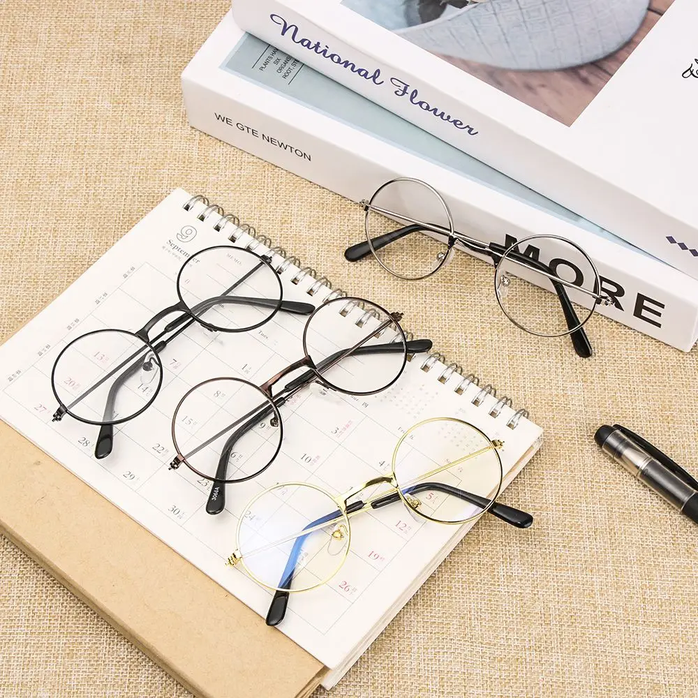 Kids Retro Round Glasses Metal PC Frame