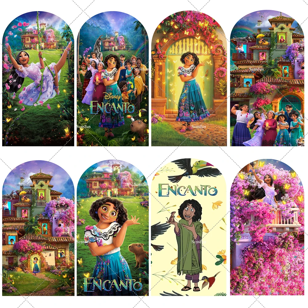 

Disney Encanto Kids Party Chiara Arch Rackdrop Cover Photobooth Children Birthday Arched Wall Decoration Covers Doubleside Print