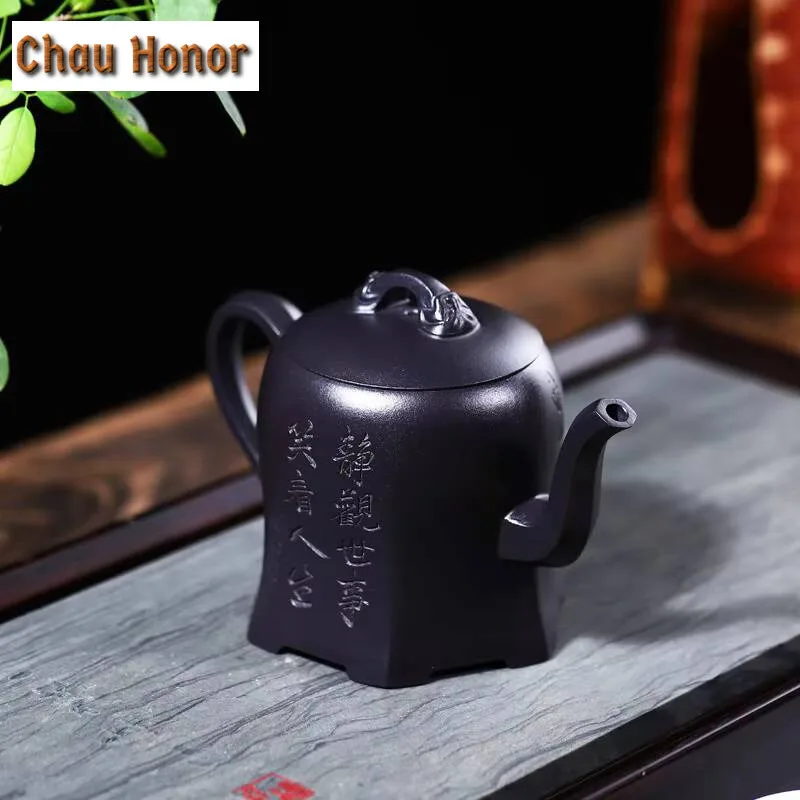 290ml Yixing Raw Ore Stone Yellow Mud Purple Clay Teapot Handmade Household Kung Fu Tea Set Tea Ceremony Drinkware Accessories