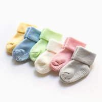 Winter  Thickened Baby Kids Stockings Newborn Indoor Anti Slip Floor Socken Solid Color Children Mid Tube Cotton Socks 1