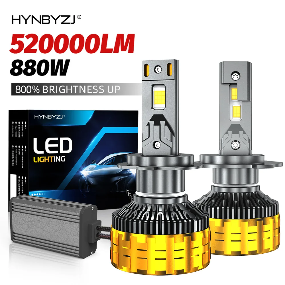 

HYNBYZJ H7 LED H1 880W 520000LM H4 Led Headlights H3 H8 H9 H11 HB3 9005 HB4 9006 9007 HB5 9008 H13 Car Light Bulb 6000K Headlamp