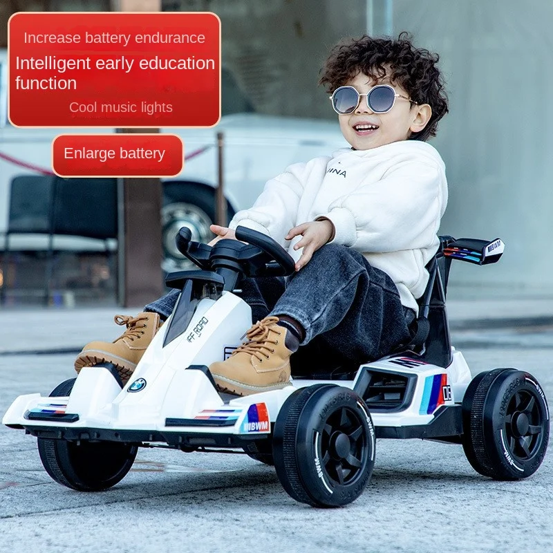 Children's Electric Drift Car, Rechargeable Stroller with Remote Control, Electric Vehicle, Go-Kart, Four-Wheel Drift, Male and