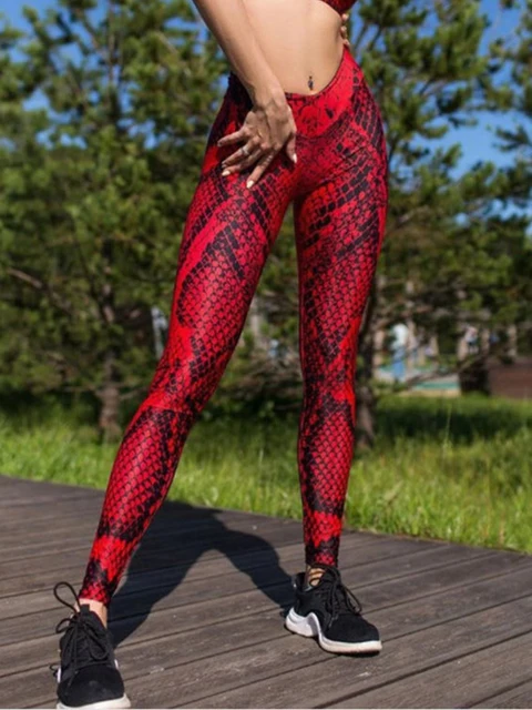 Women Red Snake Printed Leggins New Gothic Workout Leggings Sexy Gray Green  Purple Yoga Pants High Waist Skinny Hot - AliExpress