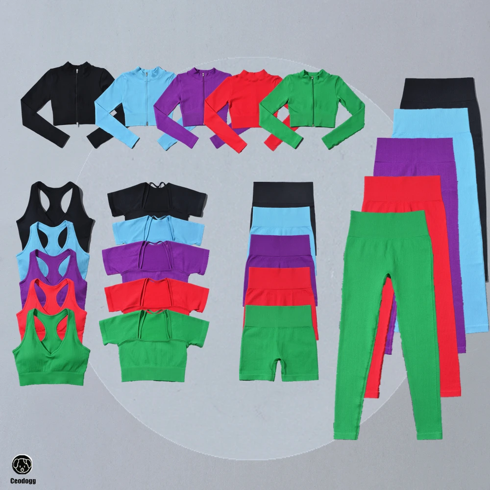 Sports Bra Set Gym Workout Set Yoga Set Fitness Set Sportswear Set Sports Set Seamless Crop Tops Gym Set Workout Clothes Women Set Workout Fitness Sport Bra Shorts Leggings Yoga Wear Gym Outfits Suits