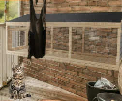 Casetta per animali in legno, impermeabile e antivento, universale per tutte le stagioni, finestre multi-dimensioni, ampia vista, gabbia per animali domestici