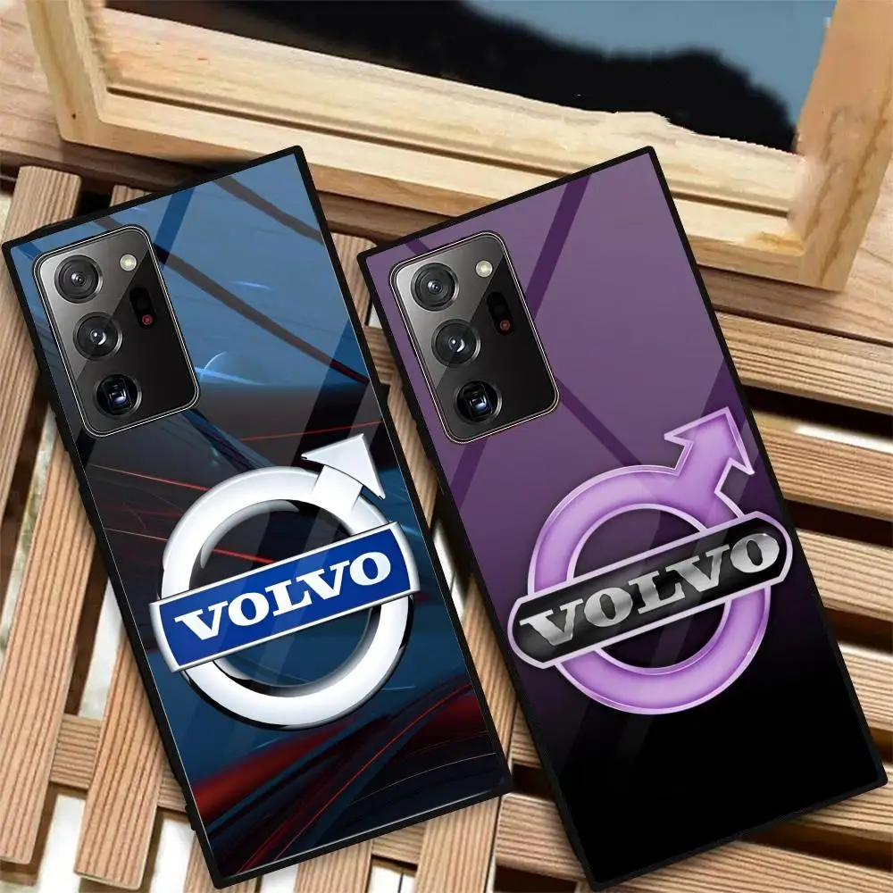 The Cars V-Volvo-ov MAISTO Mouse Pad Glass Phone Case For Samsung Galaxy S20 S21 S22 S23 S24 Note20 Ultra Plus Fe