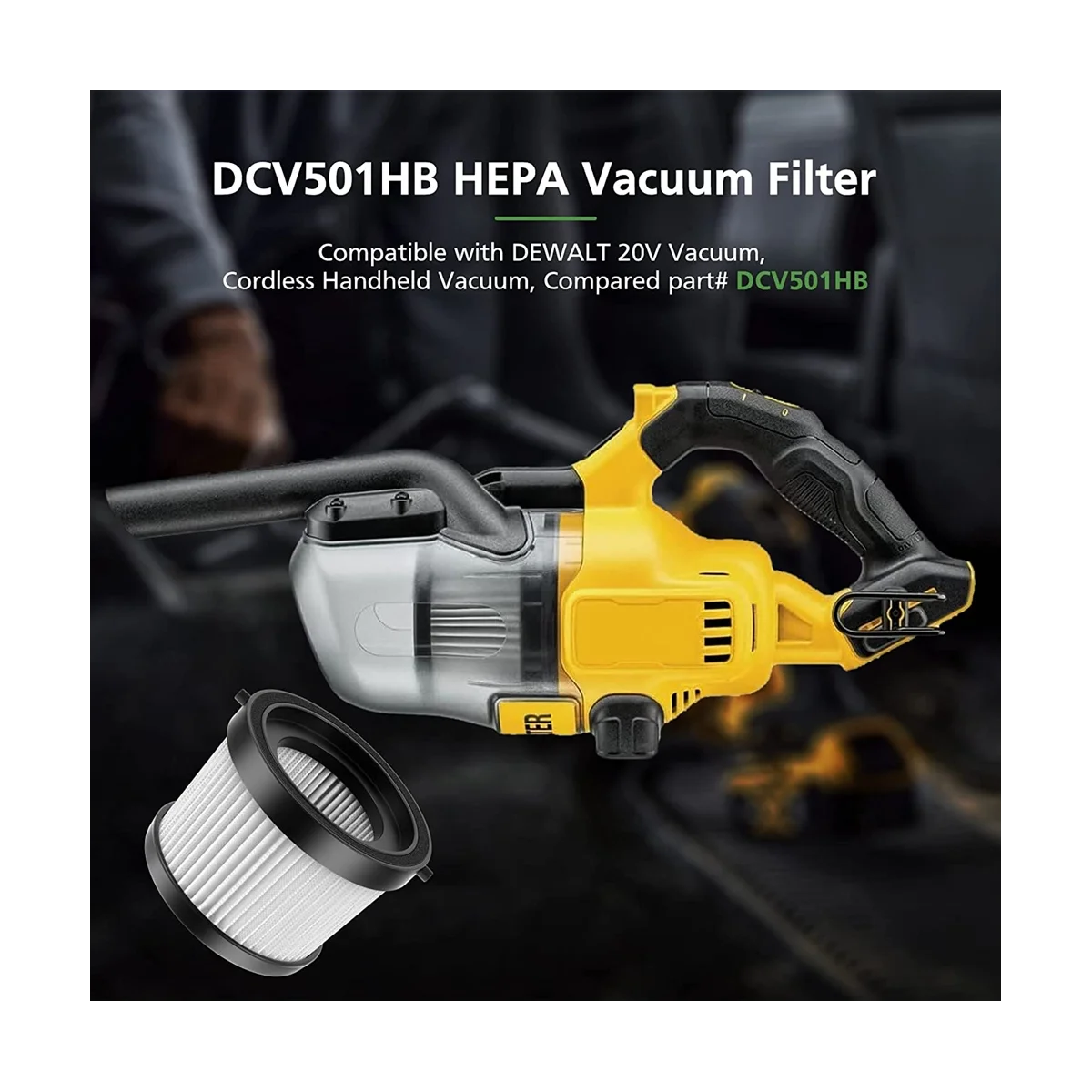 2 Stuks Hepa Vervanging Filter Voor Dewalt Dcv501hb 20V Draadloze Handheld Vacuüm, Met Zwarte Pakking, Deel Dcv 5011H