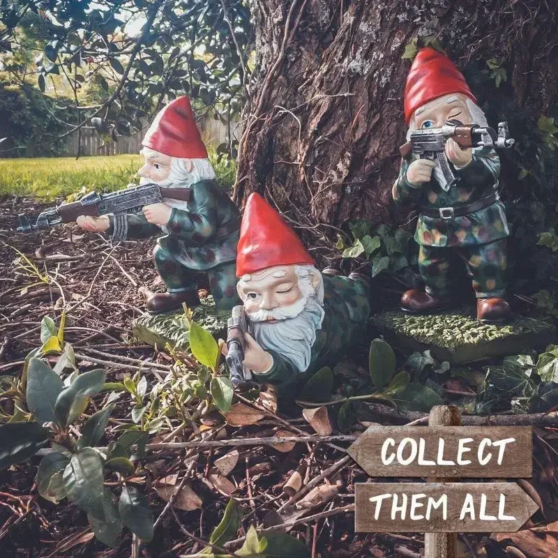 Resin Ornaments Garden Statue Garden Decoration Resin Statue Resin Handicraft Ornaments Resin Ornament Animal Ornaments Gnome Combat Troops Statue Dwarf Cannon Ornament Fun Garden Lawn Decoration Elf Statue DIY Home Office Desk Decoration Gifts