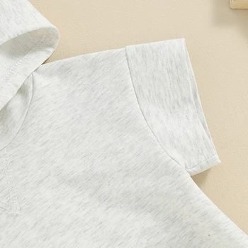 Newborn Baby Boy Girl Solid Color Hooded Bodysuit Oversized Short Sleeve Bubble Jumpsuit Summer Clothes 5
